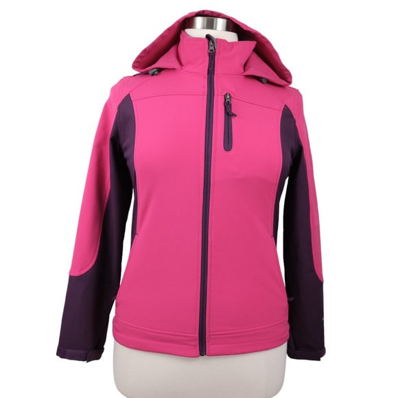 Free Country Jacket Womens Medium Pink Full Zip Hooded Soft Shell Fleece Lined - Picture 1 of 12